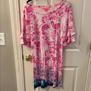 Pink and Blue Floral Dress